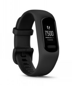 Svart Garmin Vivosmart 5-smartklocka, oval bildskärm som visar antal steg.