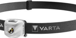 Lätt vit pannlampa med justerbart svart band, framträdande i Varta-varumärket.