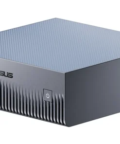 Asus GX10-GX10-GG0003BN EU on kompakti harmaa mini-PC, teksturoitu kansi, pystyurat ja ASUS-logo. Moderni muotoilu toimistoihin. - Prisma-IT Web