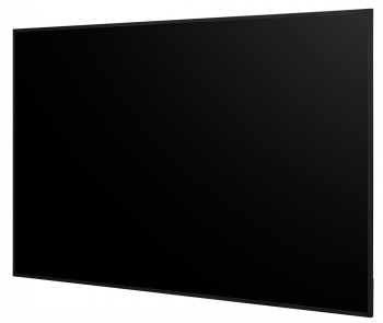 LG 50-tums UHD-informationsskärm med tydlig bildkvalitet En 50-tums UHD-bildskärm med svart ram fotograferad snett från höger sida.