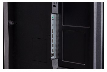 LG 50UL5Q - UHD-informationsskärmens anslutningsfunktioner LG UHD-informationsskärmens anslutningar, inklusive HDMI- och USB-portar i en svart ram.