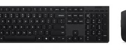 Svart Lenovo trådlöst tangentbord och mus samt USB-mottagare på vit bakgrund.