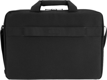 Lenovo Basic 15,6 tums Topload-väska som ett stilrent och kompakt alternativ. Svart Lenovo-bärväska med bärhandtag och axelrem, sedd rakt framifrån.