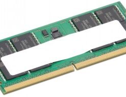 Lenovo DDR5 48GB 5600MHz SODIMM minnesmodul DDR5-minnesmodul med grön kretskort, med gyllene anslutningsytor, fotograferad uppifrån.