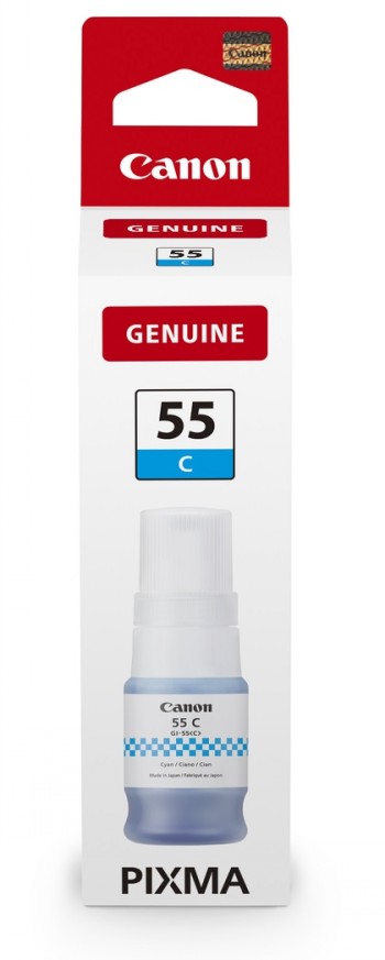 Canon GI-55 C blå bläckflaska, vit kork, i originalförpackning.