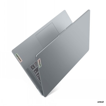 Lenovo IdeaPad Slim 3 - tunn och elegant bärbar dator Silvergrå Lenovo IdeaPad Slim 3 öppen, sedd från en vinklad position som framhäver dess tunna och moderna design.