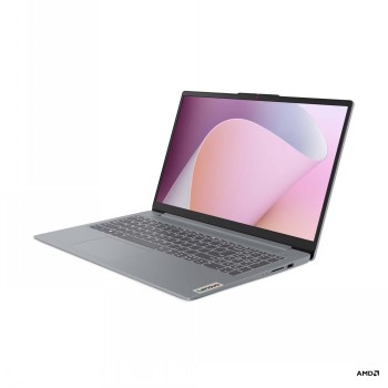 Lenovo IdeaPad Slim 3 -bärbar dator, grå nyans, 15,6-tums skärm, tunn och modern design, fotograferad snett öppnad...