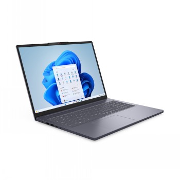 Lenovo IdeaPad Slim 3 bärbar dator 16 tum i grått Tunn Lenovo IdeaPad Slim 3 bärbar dator, grå färg, öppnad, visar Windows 11-användargränssnitt.