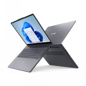 Lenovo IdeaPad Slim 3 - bärbar dator i elegant silvergrå design Silvergrå Lenovo IdeaPad Slim 3 bärbar dator öppen, två perspektiv.