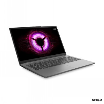 Lenovo LOQ 15.6 tum bärbar dator, elegant och kraftfull modell Lenovo LOQ 15,6 tum bärbar dator med mörkt metallchassi, bakgrundsbelyst tangentbord och skärm med violett grafiskt mönster.