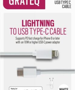 GRATEQ USB-C - MFI LIGHTNING KAAPELI PD 2.25M