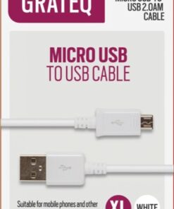 GRATEQ USB-A - MICRO-USB KAAPELI 3.0M VALKOINEN