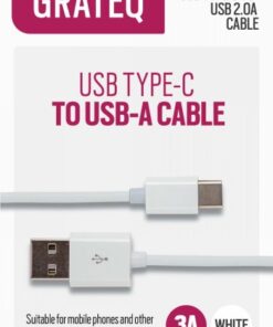 GRATEQ USB-A - USB-C KAAPELI 1.5M VALKOINEN
