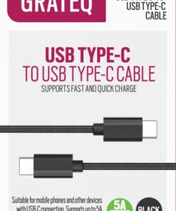 GRATEQ USB-C - USB-C KAAPELI 100W 0.5M MUSTA