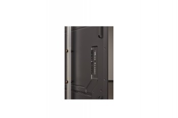 LG 86UH5N-M informationsskärmens svarta bakpanel och anslutningar LG 86UH5N-M informationsskärmens bakpanel med svart finish och synliga anslutningar.