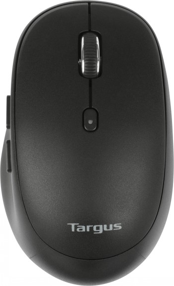Targus Midsize Comfort trådlös mus - elegant och ergonomisk design. Svart, medelstor trådlös mus med Targus-logotyp och ergonomisk design.