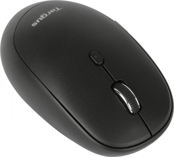 Targus antimikrobiell trådlös mus - medelstor och ergonomisk Svart medelstor Targus antimikrobiell trådlös mus i horisontell vy.