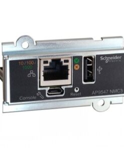 APC UPS Network Management Card, 3-fas, med metallram APC UPS-nätverkskort med metallram och anslutningar, framsida.