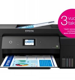 Svartvit Epson EcoTank ET-15000 multifunktionsskrivare med en smal och modern design samt färgklara utskrifter.