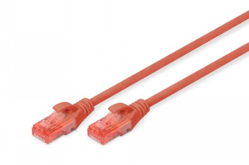 Digitus CAT 6 nätverkskabel, röd, 1 m Röd 1 meter CAT 6 nätverkskabel med genomskinliga RJ45-kontakter i båda ändarna.