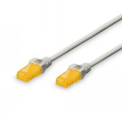 Digitus CAT 6A nätverkskabel, 0,5 m, grå med RJ45-kontakter Grå CAT 6A nätverkskabel med gula RJ45-kontakter i båda ändarna. Kabelns längd är 0,5 meter.