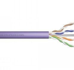 Digitus CAT 6 U-UTP installationskabel 305 m, lila Lila CAT 6 U-UTP-kabel med fyra färgade ledarpar synliga vid termineringen.
