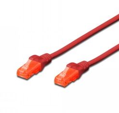 Digitus CAT 6 röd nätverkskabel, 0,25 m, LSZH, Prisma-IT Röd CAT 6 nätverkskabel, klara kontakter i båda ändar, längd 0,25 meter, horisontellt på vit bakgrund...