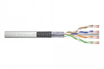 Digitus CAT 6 SF-UTP nätverkskabel, skyddad och pålitlig anslutning Grå Digitus nätverkskabel CAT 6, vars ledare och skärmning syns från den avklippta änden.