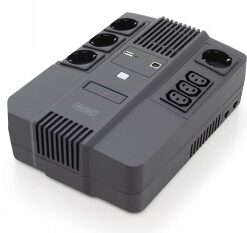 DIGITUS ALL-IN-ONE UPS, 800VA/480W, LED 12V/9AH X1, 4X CEE 7/7,3X IEC C13, USB, RJ45