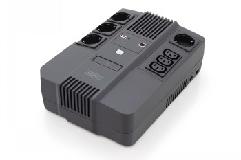 DIGITUS ALL-IN-ONE UPS, 800VA/480W, LED 12V/9AH X1, 4X CEE 7/7,3X IEC C13, USB, RJ45