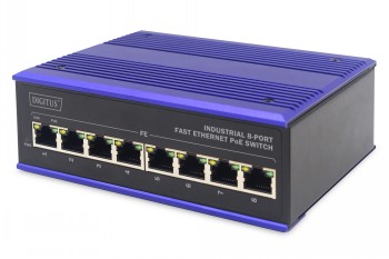 DIGITUS INDUSTRIAL 8-PORT FAST ETHERNET POE SWITCH DIN RAIL, EXTENDED TEMP. RANGE