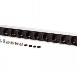 Digitus 1u alu pdu, rackmount, 8x safety outlet, 1x outlet 16a, 230vac, 50/60hz, iec c20 plug