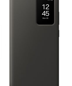 Svart Samsung Smart View-plånboksfodral med en liten fönsteröppning för bildskärmen och minimalistisk design.