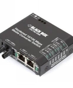 Black box lbh100 series fast ethernet (100-mbps) hardened temperature switch - (2) 10/100-mbps copper rj45, (1) 100-mbps multimode fiber, 850nm, 2km, st, 220v ac-power