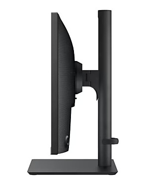 Samsung S24F434 24" ramlös företagsbildskärm med ergonomiskt stativ Sidvy Samsung 24-tums företagsbildskärm med tunn svart ram och ergonomiskt stativ.