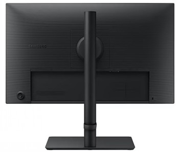 Samsung S24F434 24-tums bildskärm - svart bakpanel och justerbart stativ SAMSUNG S24F434 -bildskärmens svarta bakpanel, smala kanter, justerbart stativ, anslutningsportar nedtill.