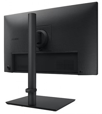 Samsung 24" ramlös IPS-bildskärm med justerbart stativ Samsung-bildskärmens svarta bakpanel, tunn ramlös design och justerbart stativ.
