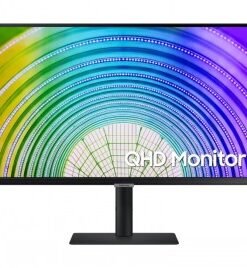 Samsung 27" QHD-bildskärm S27A600U, stilren modell för kontoret 27-tums Samsung-bildskärm, tunn svart ram och färgstark QHD-skärm, stativ i mitten.
