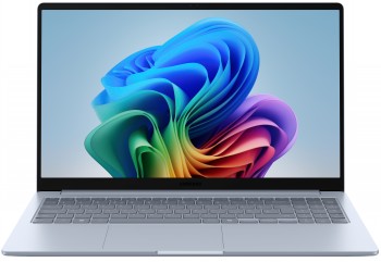 Samsung Galaxy Book5 Edge 5G-bärbar dator, 15 tum, blå Samsung Galaxy Book5 Edge-bärbar dator, blå, 15 tum, tunn metallram, bakgrundsbelyst tangentbord och färgstark bildskärm.
