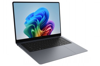 Samsung Galaxy Book6 Pro - kraftfull 16-tums bärbar dator Tunn Samsung Galaxy Book6 Pro 16-tums bärbar dator med aluminiumyta, styrplatta och tangentbord synliga.