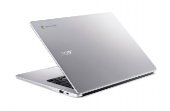 Acer Chromebook CB314-2H i silvergrått med modern design Silvergrå Acer Chromebook öppen i modern design, sidoprofilen synlig.