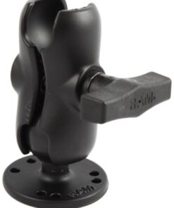 RAM Mounts C-storlek kort arm och 1,5-tums kulbas Svart RAM Mounts-arm med rund bas med hål, sidoprofil synlig.