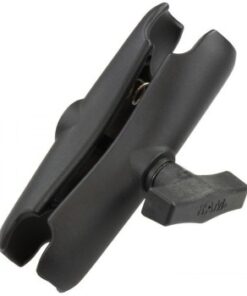 RAM Mounts medelstort armfäste - ett praktiskt tillbehör Ett medelstort RAM Mounts-armfäste av svart metall med en justeringsknopp i mitten.
