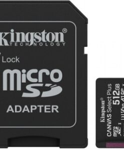 KINGSTON 512 GB CANVAS SELECT PLUS GEN3 MICROSD, A1, U3, V30 (150R) + ADAPTER