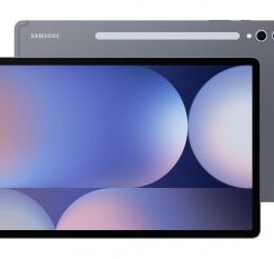 Samsung Galaxy Tab S10+ WiFi-surfplatta, 12GB/256GB, grå Samsung Galaxy Tab S10+ surfplatta, moonstone gray-färg, stor bildskärm, tunn design, kamera högst upp, på baksidan k...