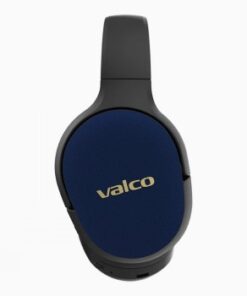 Valco VMK25 hörlurars blåa öronkåpa, svart huvudband och modern design.