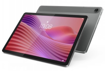 Lenovo Tab 10,1 tum surfplatta i silvergrått Lenovo Tab 10,1 tum surfplatta, silvergrå, tunn ram, fotograferad framifrån och bakifrån.