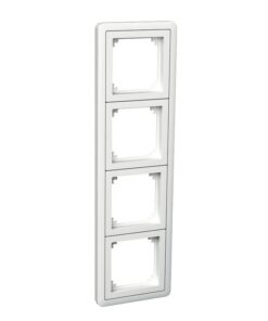 Schneider Electric Exxact 4-delad vit ram med adapter Vit fyrdelad ram med fyrkantiga öppningar för kompatibla komponenter. Vertikal layout.