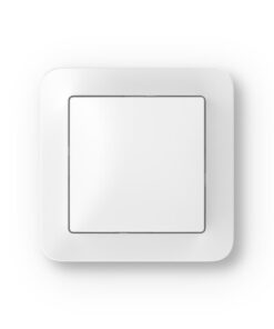 Vit fyrkantig väggbrytare med modern och minimalistisk design.