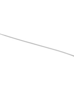 Lång vit buntband med fyrkantig låsdel och smal design, placerad på en ljus bakgrund.
